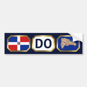 Dominicaanse Rep. Vlag Kaart Code Bumper Sticker