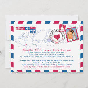 Dominicaanse Republiek Air Mail Post Wedding Recep Kaart