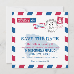Dominicaanse Republiek Airmail Birthday Celebratio Save The Date