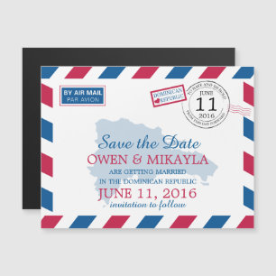 Dominicaanse Republiek Airmail   Save the date Magnetische Uitnodiging