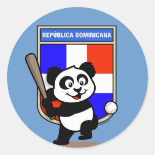 Dominicaanse Republiek Baseball Panda Ronde Sticker