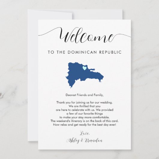 Dominicaanse Republiek Bruiloft Welkomstroute (Voorkant)