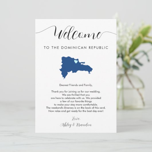 Dominicaanse Republiek Bruiloft Welkomstroute (Staand voorkant)