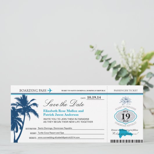 Dominicaanse Republiek die Pass Boarding Save the  Save The Date (Staand voorkant)