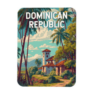 Dominicaanse Republiek Illustratie Reis Kunst Vint Magneet