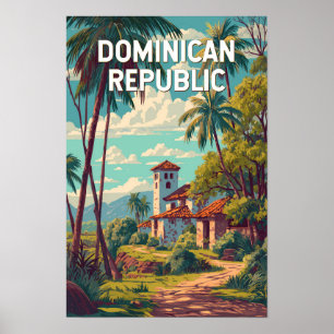 Dominicaanse Republiek Illustratie Reis Kunst Vint Poster