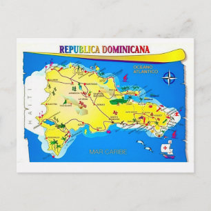Dominicaanse Republiek Kaart Ansichtkaart