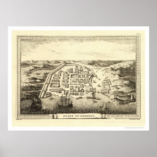 Dominicaanse Republiek Kaart van C.F. Fritzsch 175 Poster (Voorkant)