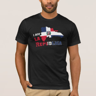 Dominicaanse Republiek Kaart Vlag Pride Zwart T-Sh T-shirt