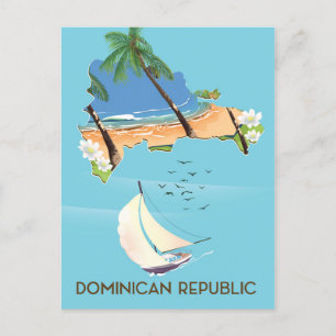 Dominicaanse Republiek kaart Zeilboot reisposter