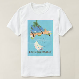 Dominicaanse Republiek kaart Zeilboot reisposter T-shirt