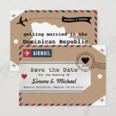 Dominicaanse Republiek Luchtpost Bagage Label Save The Date (Voorkant / Achterkant)