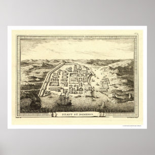 Dominicaanse Republiek Map door C.F. Fritzsch 1755 Poster