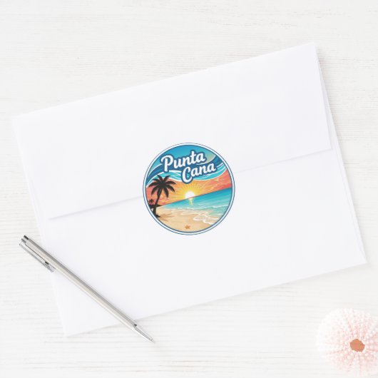 Dominicaanse Republiek Punta Cana Beach Travel Ronde Sticker (Envelop)