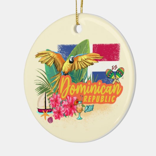 Dominicaanse Republiek Retro Caribbean Parrot Keramisch Ornament (Links)