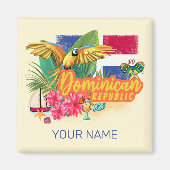 Dominicaanse Republiek Retro Caribbean Parrot Magneet (Voorkant)