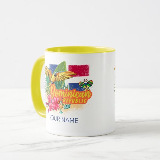 Dominicaanse Republiek Retro Caribbean Parrot Mok (Voorkant links)