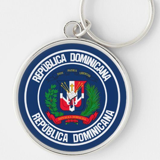 Dominicaanse Republiek Ronde Emblem Sleutelhanger (Voorkant)