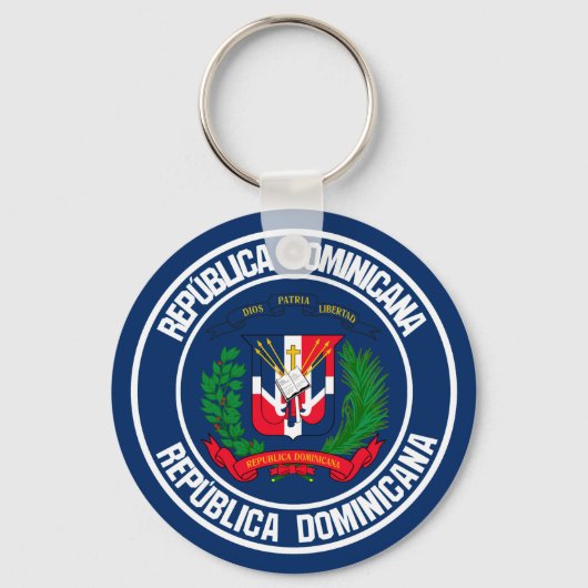 Dominicaanse Republiek Ronde Emblem Sleutelhanger (Voorkant)