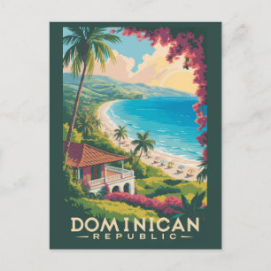 Dominicaanse Republiek Strand Illustratie Reis Kun Briefkaart