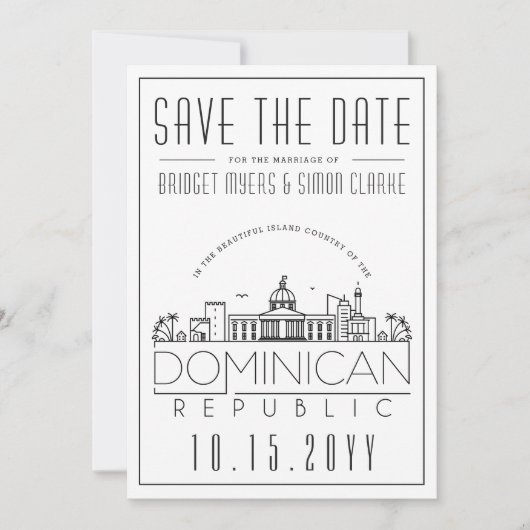 Dominicaanse Republiek Trouwdag Silhouet Save the  Kaart (Voorkant)