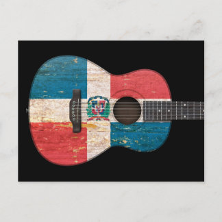 Dominicaanse Republiek vlag Akoestische gitaar, zw Briefkaart