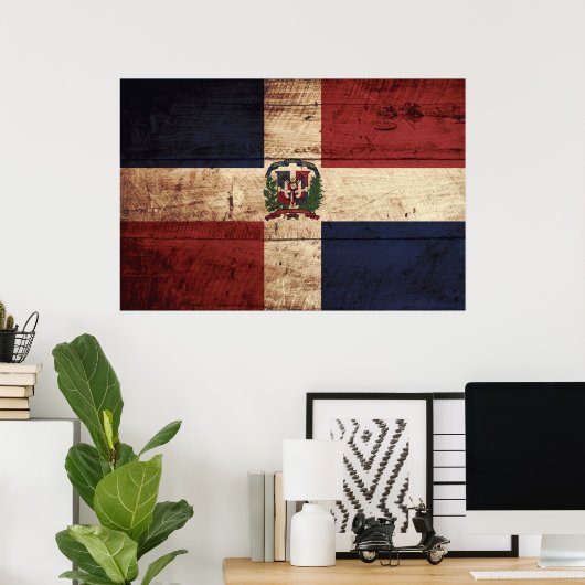 Dominicaanse Republiek Vlag op oude houten graan Poster (Thuiskantoor)