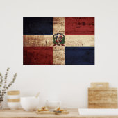 Dominicaanse Republiek Vlag op oude houten graan Poster (Keuken)