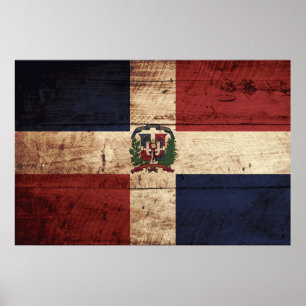 Dominicaanse Republiek Vlag op oude houten graan Poster
