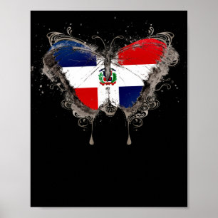 Dominicaanse Republiek Vlag Shirt Butterfly Graphi Poster