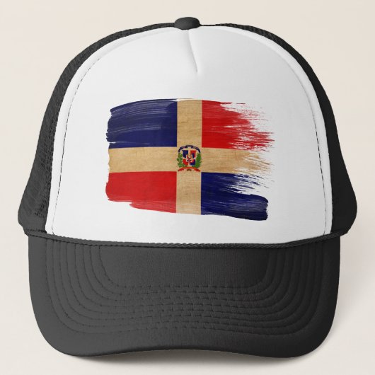 Dominicaanse Republiek Vlag Trucker Hat Pet (Voorkant)