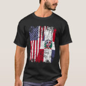 Dominicaanse Roots Half Amerikaanse vlag Dominicaa T-shirt (Voorkant)