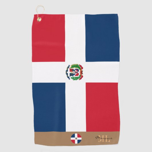Dominicaanse vlag en Dominicaanse monogrammen/golf Golfhanddoek (Voorkant)