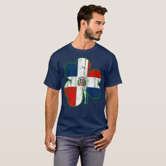 Dominicaanse vlag Irish Shamrock St Patricks Day T-shirt (Voorkant volledig)