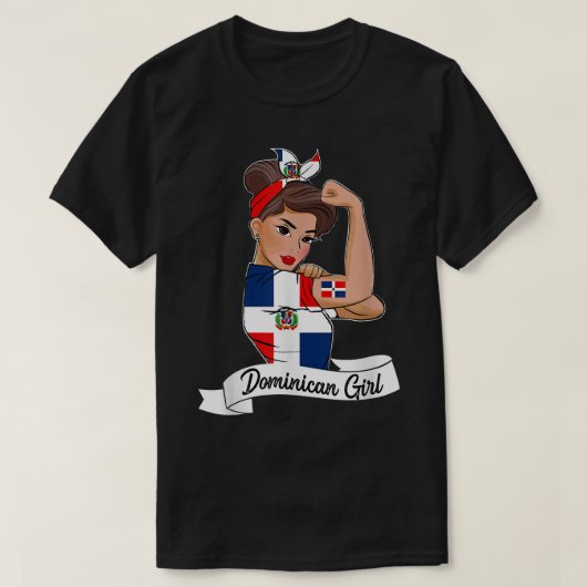 Dominicana Girl Flag RD Dominicaanse Republiek P T-shirt (Design voorkant)