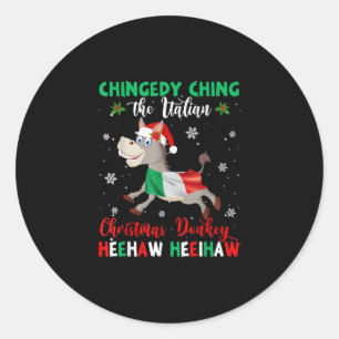 Dominick De Donkey-Italiaanse Donkey voor Kerstmis Ronde Sticker
