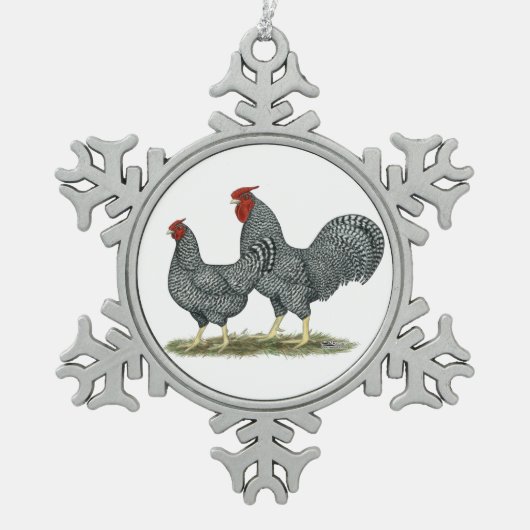 Dominique Chickens Tin Sneeuwvlok Ornament (Voorkant)