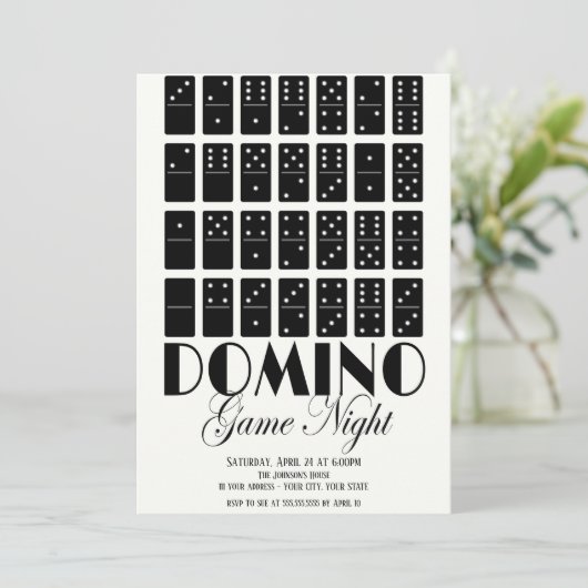 Domino Game Nachtuitnodiging Kaart (Staand voorkant)