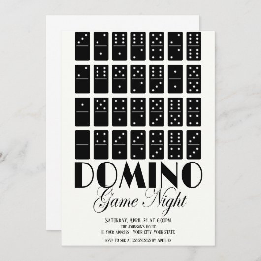 Domino Game Nachtuitnodiging Kaart (Voorkant / Achterkant)