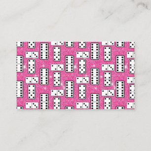 Domino Pieces Dominoes Board Game Pink Glitter Visitekaartje
