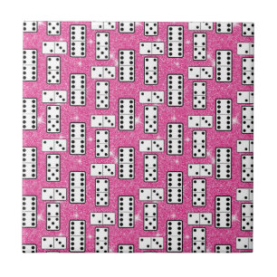 Domino Stenen Domino Bordspel Roze Glitters Tegeltje