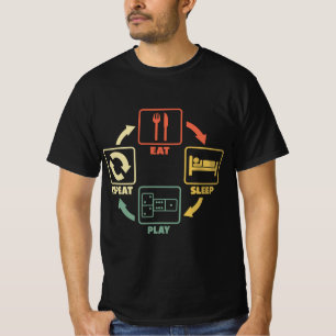 Dominosen Player Lover Eat Sleep Repeat Cadeaut T-shirt