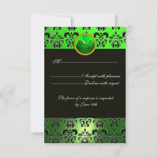 DOMMAQUES ORANGE VERT AVEC SHAMROCK, RSVP noir (Dos)