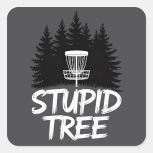 Domme Boom Disc Golf Grappige Frisbee Golf Golfer Vierkante Sticker