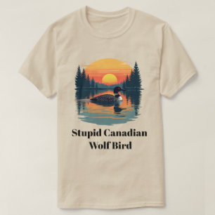 Domme Canadese Wolfvogel Grappig Canada Cadeau Loo T-shirt