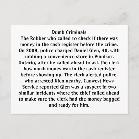 Domme criminelen briefkaart (Voorkant)