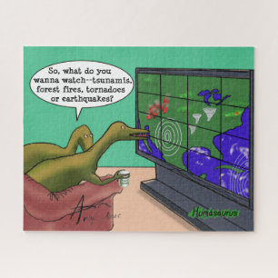 Domme dinosaurussen kijken naar tekenen van klimaa legpuzzel