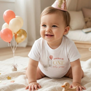 Domme Gans 1e Verjaardagsshirt Persoonlijk Baby
