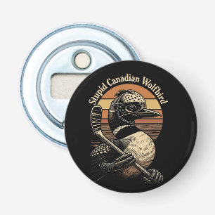 Dommige Canadese Wolf Vogel Button Flesopener