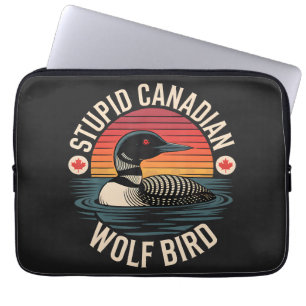 Dommige Canadese Wolf Vogel Duikelaar Humor Laptop Sleeve